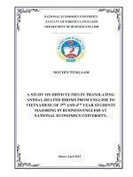 Chuyên đề tốt nghiệp: Nghiên cứu những khó khăn khi dịch thành ngữ về loài vật từ tiếng Anh sang tiếng Việt của sinh viên năm 3, 4 chuyên ngành tiếng Anh thương mại trường Đại học Kinh tế Quốc dân