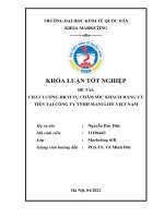 Khóa luận tốt nghiệp: Chất lượng dịch vụ chăm sóc khách hàng ưu tiên tại công ty tnhh manulife việt nam