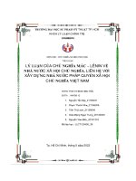 Tiểu luận tiểu luận lí luận của chủ nghĩa mác – lênin về nhà nước xã hội chủ nghĩa  liên hệ với xây dựng nhà nước pháp quyền xã hội chủ nghĩa việt nam