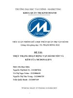 Đề tài thực trạng hoạt động vận hành tốt và kém của mcdonald’s