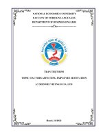 Chuyên đề tốt nghiệp: Factors affecting employee motivation at Shinmei Vietnam Co., Ltd.