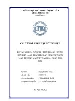 Chuyên đề thực tập tốt nghiệp: Nghiên cứu các nhân tố ảnh hưởng đến khả năng thanh khoản của các ngân hàng thương mại Việt Nam giai đoạn 2011 – 2021