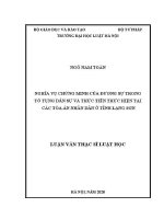 Luận văn thạc sĩ Luật học: Nghĩa vụ chứng minh của đương sự trong tố tụng dân sự và thực tiễn thực hiện tại các Toà án nhân dân ở tỉnh Lạng Sơn