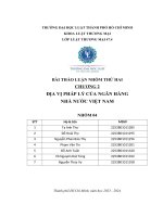 Bài thảo luận nhóm thứ hai chương 2 địa vị pháp lý của ngân hàng nhà nước việt nam