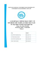 Làm rõ quá trình nhận thức vềmô hình chủ nghĩa xã hội việt namtừ đại hội vii đến đại hội xii