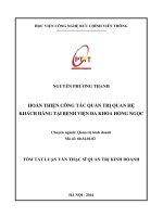 Hoàn thiện công tác quản trị quan hệ khách hàng tại Bệnh viện Đa khoa Hồng Ngọc