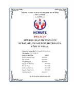 Dự báo nhu cầu sản xuất thịt heo của công ty vissan