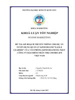 Khóa luận tốt nghiệp: Kế hoạch truyền thông cho dự án tuyển dụng quản lý kinh doanh eagle leaders của văn phòng kinh doanh hà nội 9 - công ty bảo hiểm nhân thọ chubb life việt nam