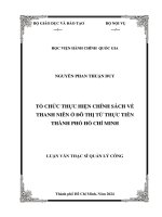 Tổ chức thực hiện chính sách về thanh niên ở đô thị từ thực tiễn thành phố hồ chí minh