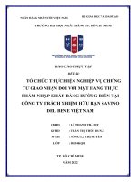 TỔ CHỨC THỰC HIỆN NGHIỆP VỤ CHỨNG TỪ GIAO NHẬN ĐỐI VỚI MẶT HÀNG THỰC PHẨM NHẬP KHẨU BẰNG ĐƯỜNG BIỂN TẠI CÔNG TY TRÁCH NHIỆM HỮU HẠN SAVINO DEL BENE VIỆT NAM