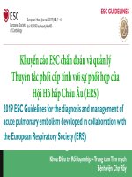 Khuyến cáo esc chẩn đoán và quản lý thuyên tắc phổi cấp tính với sự phối hợp của hội hô hấp châu âu ers