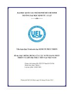Đề tài đặc điểm chung của các nước đang phát triển và liên hệ thực tiễn tại việt nam