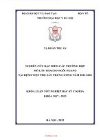 Nghiên cứu đặc điểm các trường hợp mổ lấy thai do ngôi ngang tại bv phụ sản tw năm 2021 2022