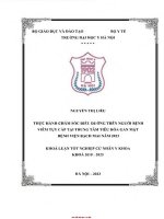 Thực hành chăm sóc điều dưỡng trên người bệnh viêm tụy cấp tại trung tâm tiêu hóa gan mật bv bạch mai năm 2023