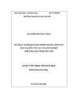 Luận văn thạc sĩ Luật học: Xử phạt vi phạm hành chính trong lĩnh vực đất đai đối với các doanh nghiệp trên địa bàn tỉnh Phú Thọ