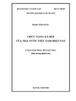 Luận văn thạc sĩ Luật học: Chức năng xã hội của Nhà nước Việt Nam hiện nay