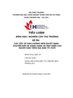 Các yếu tố ảnh hưởng đến quyết định chuyển đổi xe xăng sang xe máy điện của người dân trên địa bàn tp  hcm