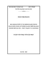 Luận văn thạc sĩ Luật học: Bảo đảm quyền tự do kinh doanh trong hoạt động đăng ký kinh doanh trên địa bàn thành phố Hà Nội - thực trạng và giải pháp