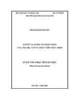 Luận văn thạc sĩ Luật học: Quyền và nghĩa vụ nhân thân của cha mẹ, con và thực tiễn thực hiện