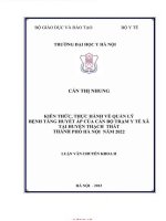 Kiến thức thực hành về quản lý bệnh tăng huyết áp của cán bộ trạm y tế xã tại huyện thạch thất tp hà nội năm 2022