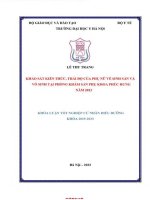 Khảo sát kiếm thức thái độ của phụ nữ về sinh sản và vô sinh tại phòng khám sản phụ khoa phúc hưng năm 2023