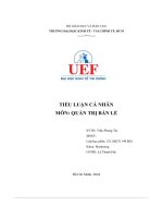 Tiểu luận cá nhân môn  quản trị bán lẻ