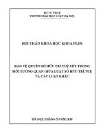 Kỷ yếu hội thảo khoa học cấp Khoa: Bảo vệ quyền sở hữu trí tuệ xét trong mối tương quan giữa Luật Sở hữu trí tuệ và các luật khác