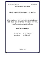 Đề tài nghiên cứu khoa học cấp Trường: Đánh giá hiệu quả chương trình giáo dục thể chất cho sinh viên sức khoẻ yếu của Trường Đại học Luật Hà Nội