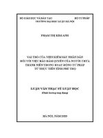 Luận văn thạc sĩ Luật học: Vai trò của Viện Kiểm sát nhân dân đối với việc bảo đảm quyền của người chưa thành niên trong hoạt động tư pháp từ thực tiễn tỉnh Phú Thọ