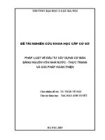 Đề tài nghiên cứu khoa học cấp Trường: Pháp luật về đầu tư xây dựng cơ bản bằng nguồn vốn nhà nước - Thực trạng và giải pháp hoàn thiện