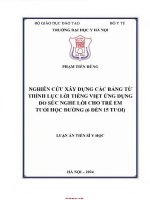 Nghiên cứu xây dựng các bảng từ thính lực lời tiếng việt ứng dụng đo sức nghe lời cho trẻ em tuổi học đường (6 15 tuổi)