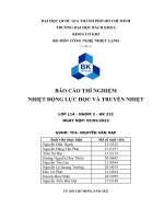 BÁO CÁO THÍ NGHIỆM NHIỆT ĐỘNG LỰC HỌC VÀ TRUYỀN NHIỆT