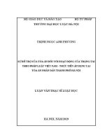 Luận văn thạc sĩ Luật học: Sự hỗ trợ của Toà án đối với hoạt động của trọng tài theo pháp luật Việt Nam - Thực tiễn áp dụng tại Toà án nhân dân thành phố Hà Nội