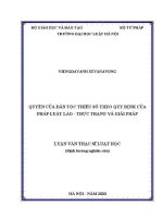 Luận văn thạc sĩ Luật học: Quyền của dân tộc thiểu số theo quy định của pháp luật Lào - thực trạng và giải pháp