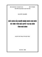 Luận văn thạc sĩ Luật học: Điều kiện của người nhận nuôi con nuôi và thực tiễn giải quyết tại địa bàn tỉnh Hoà Bình