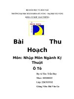 Bài Thu Hoạch Môn Nhập Môn Ngành Kỹ Thuật Ô Tô