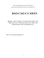 Tiểu Luận - Quảng Cáo  - Đề Tài - Thực Trạng Và Giải Pháp Nâng Cao Hiệu Quả Của Video Quảng Cáo Trên Thị Trường Spa Việt Nam Hiện Nay
