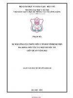 Sự hài lòng của nhân viên y tế đối với bệnh viện đa khoa sơn tây và một số yếu tố liên quan năm 2022