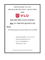 Bài thi tiểu luận cuối kỳ môn lý thuyết quảng cáo đề tài kế hoạch quảng cáo trong 6 tháng của coca cola