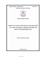 Nghiên cứu pcr đa mồi trong chẩn đoán sớm tác nhân gây bệnh và hướng dẫn điều trị trong viêm phổi bệnh viện