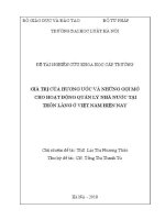 Đề tài nghiên cứu khoa học cấp Trường: Giá trị của hương ước và những gợi mở cho hoạt động quản lý nhà nước tại thôn làng ở Việt Nam hiện nay