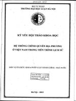 Kỷ yếu hội thảo khoa học cấp Khoa: Hệ thống chính quyền địa phương ở Việt Nam trong tiến trình lịch sử