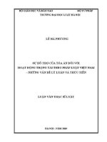 Luận văn thạc sĩ Luật học: Sự hỗ trợ của Toà án đối với hoạt động trọng tài theo pháp luật Việt Nam - Những vấn đề lý luận và thực tiễn