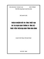 Luận văn thạc sĩ Luật học: Trách nhiệm bồi thường thiệt hại do tai nạn giao thông đường bộ - Thực tiễn trên địa bàn tỉnh Hoà Bình