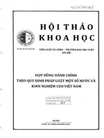 Kỷ yếu hội thảo khoa học cấp Khoa: Hợp đồng hành chính theo quy định pháp luật một số nước và kinh nghiệm cho Việt Nam