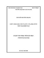 Luận văn thạc sĩ Luật học: Chức năng bảo vệ Tổ quốc của Nhà nước Việt Nam hiện nay