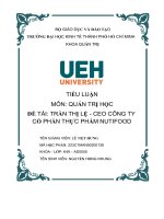 Tiểu luận môn quản trị học đề tài trần thị lệ   ceo công ty cổ phần thực phẩm nutifood