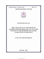 Thực trạng quản lý tăng huyết áp tại pkđk khu vực tản lĩnh huyện ba vì tp hà nội năm 2022 và một số yếu tố liên quan