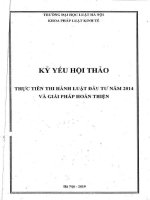 Kỷ yếu hội thảo khoa học cấp Khoa: Thực tiễn thi hành Luật Đầu tư năm 2014 và giải pháp hoàn thiện