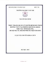 Thực trạng quản lý người bệnh đái tháo đường typ 2 tại pkđk khu vực minh quang huyện ba vì tp hà nội năm 2022